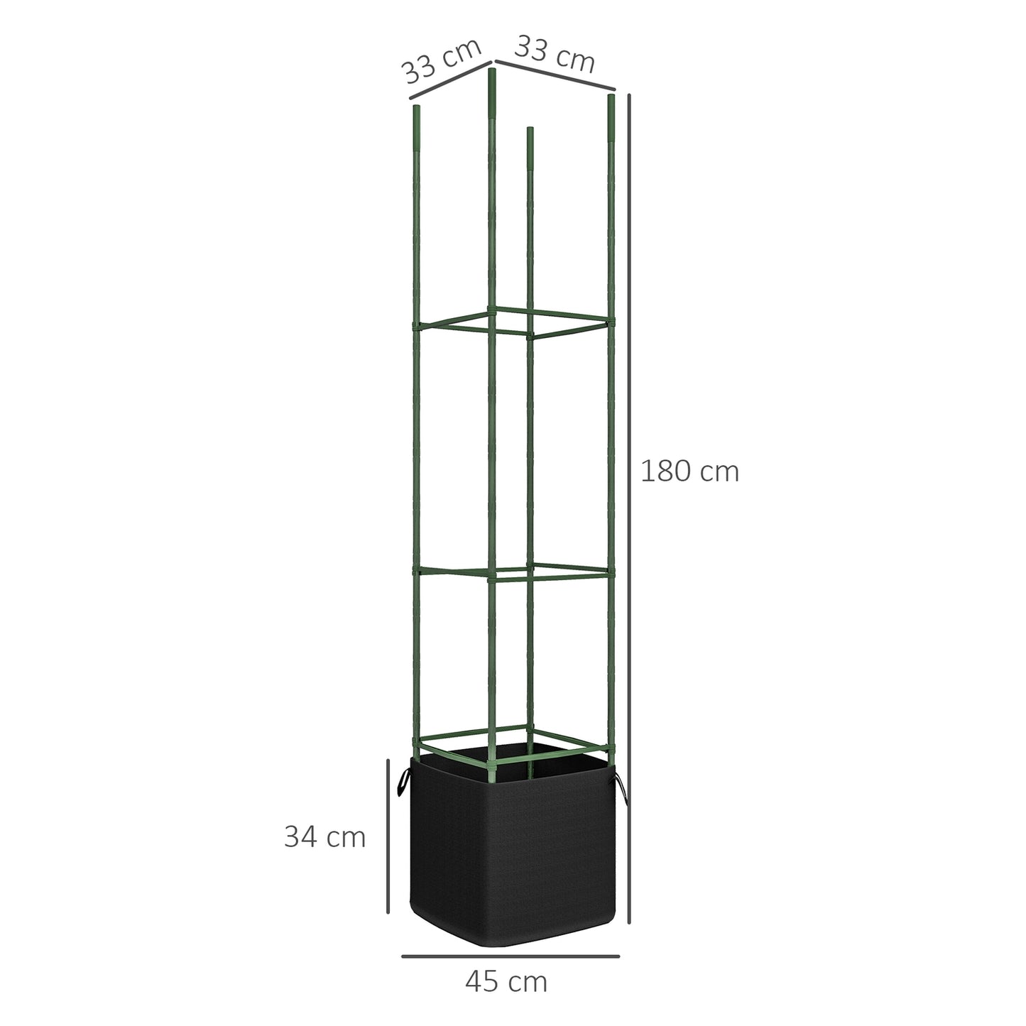 Flower Steel trellis set with grow bags - green (2-pack)