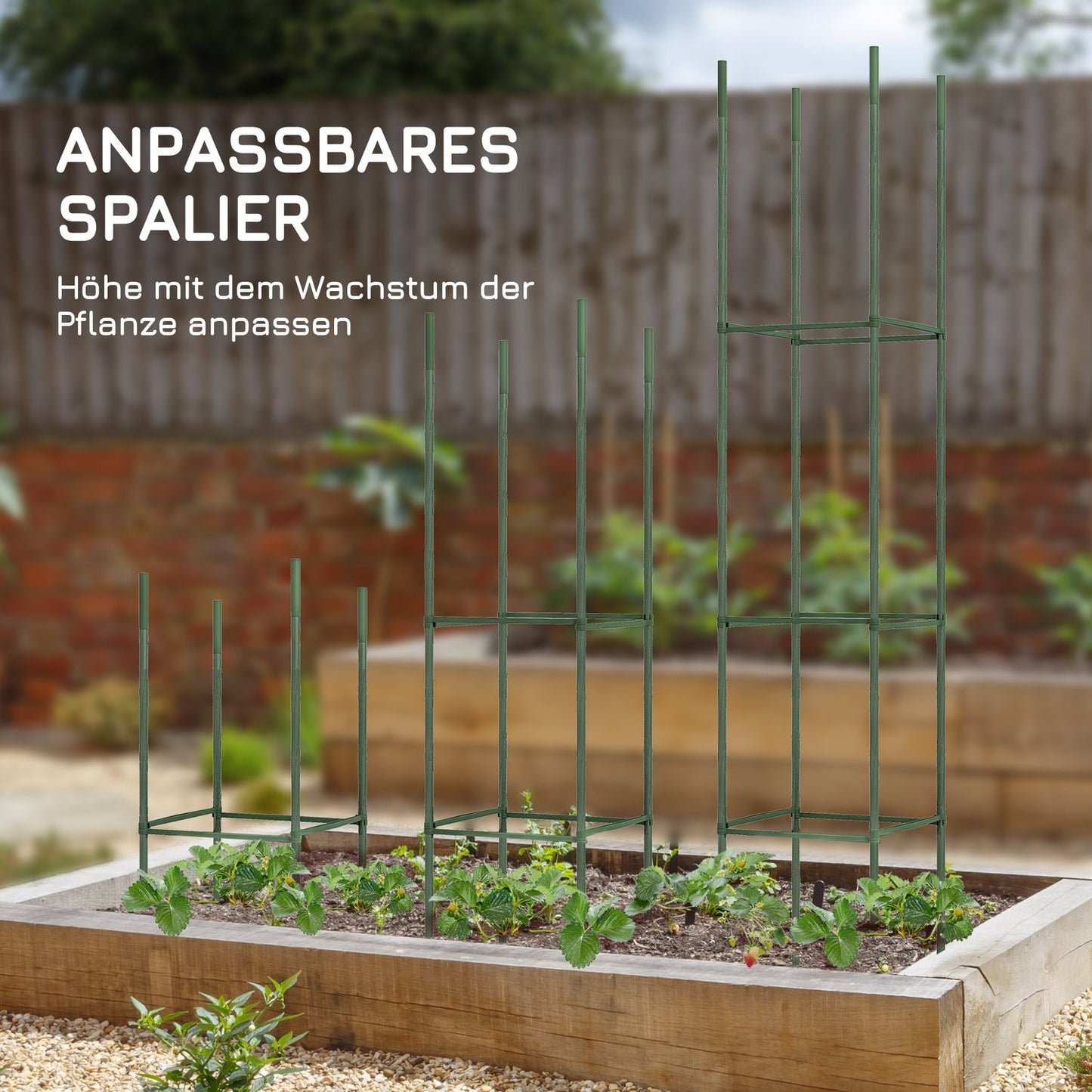 Flower Steel trellis set with grow bags - green (2-pack)