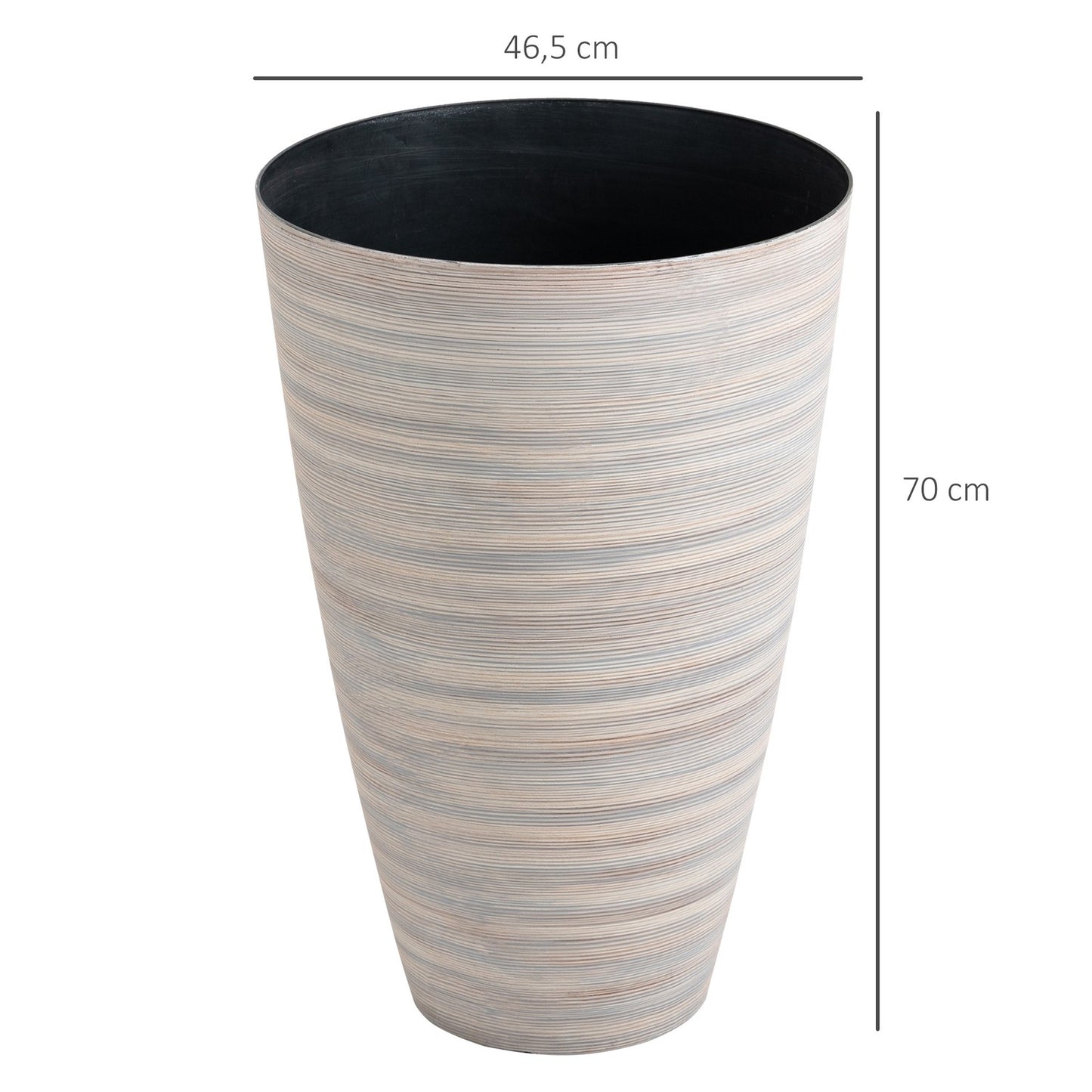 Set of 3 cream-white flower pots in robust plastic