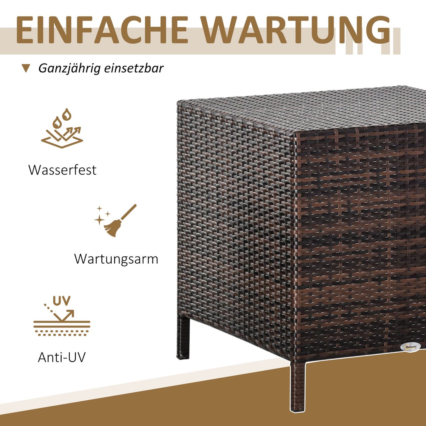 Polyrattan Set of 3 brown coffee tables, different sizes