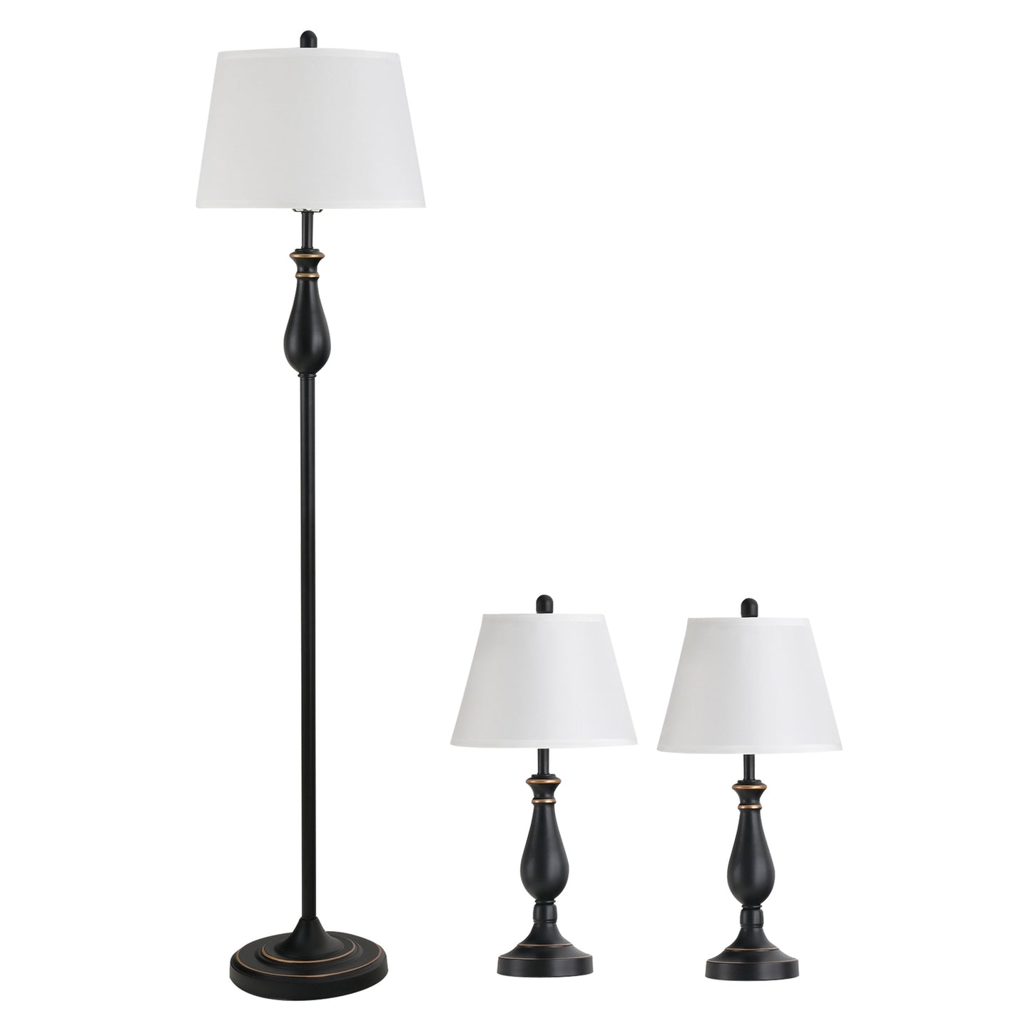 Vintage table and floor lamp set, metal base, E27 bulbs