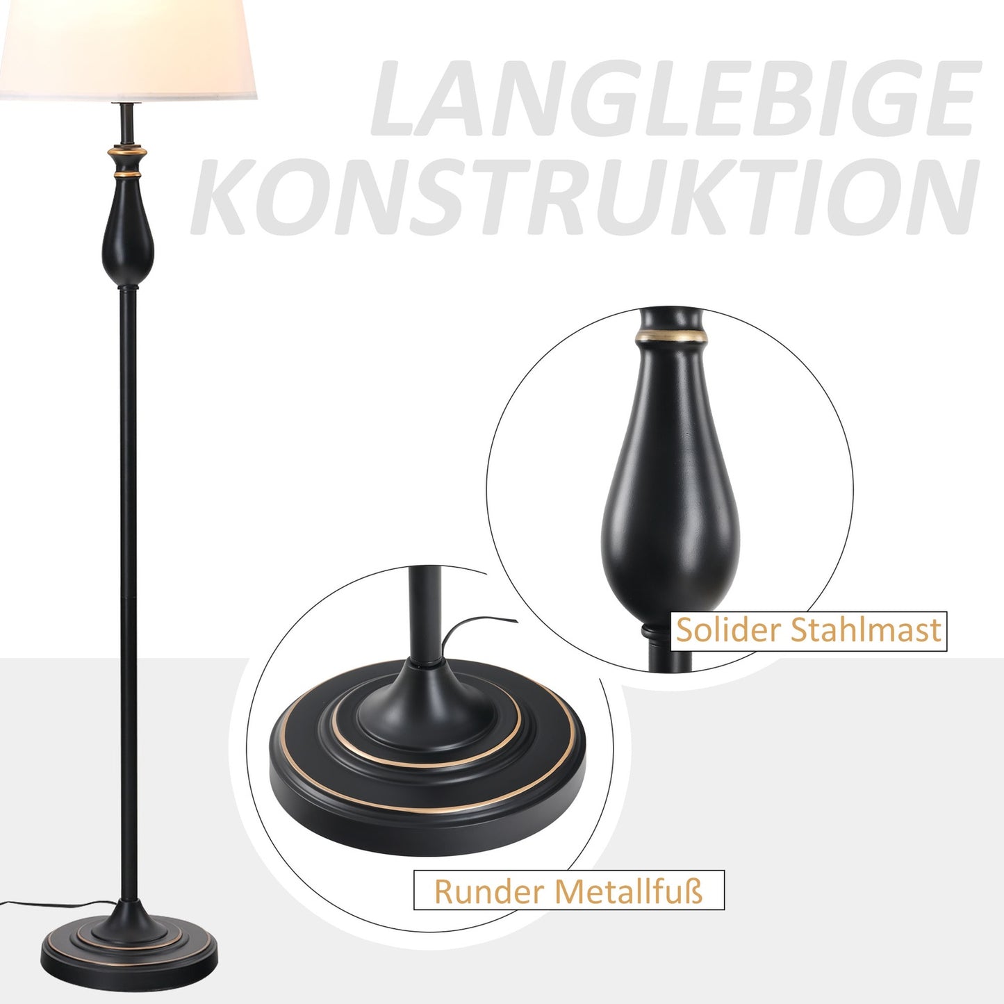 Vintage table and floor lamp set, metal base, E27 bulbs