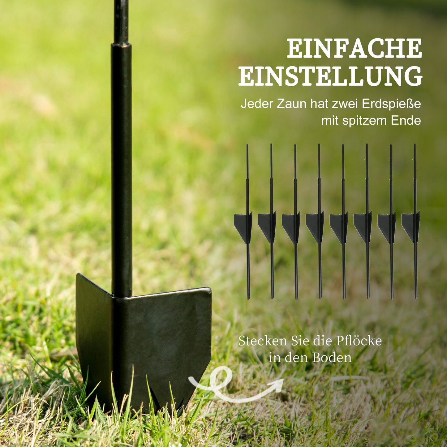 Decorative garden fence in black metal, 3.52 x 1.1 m, 4-pack