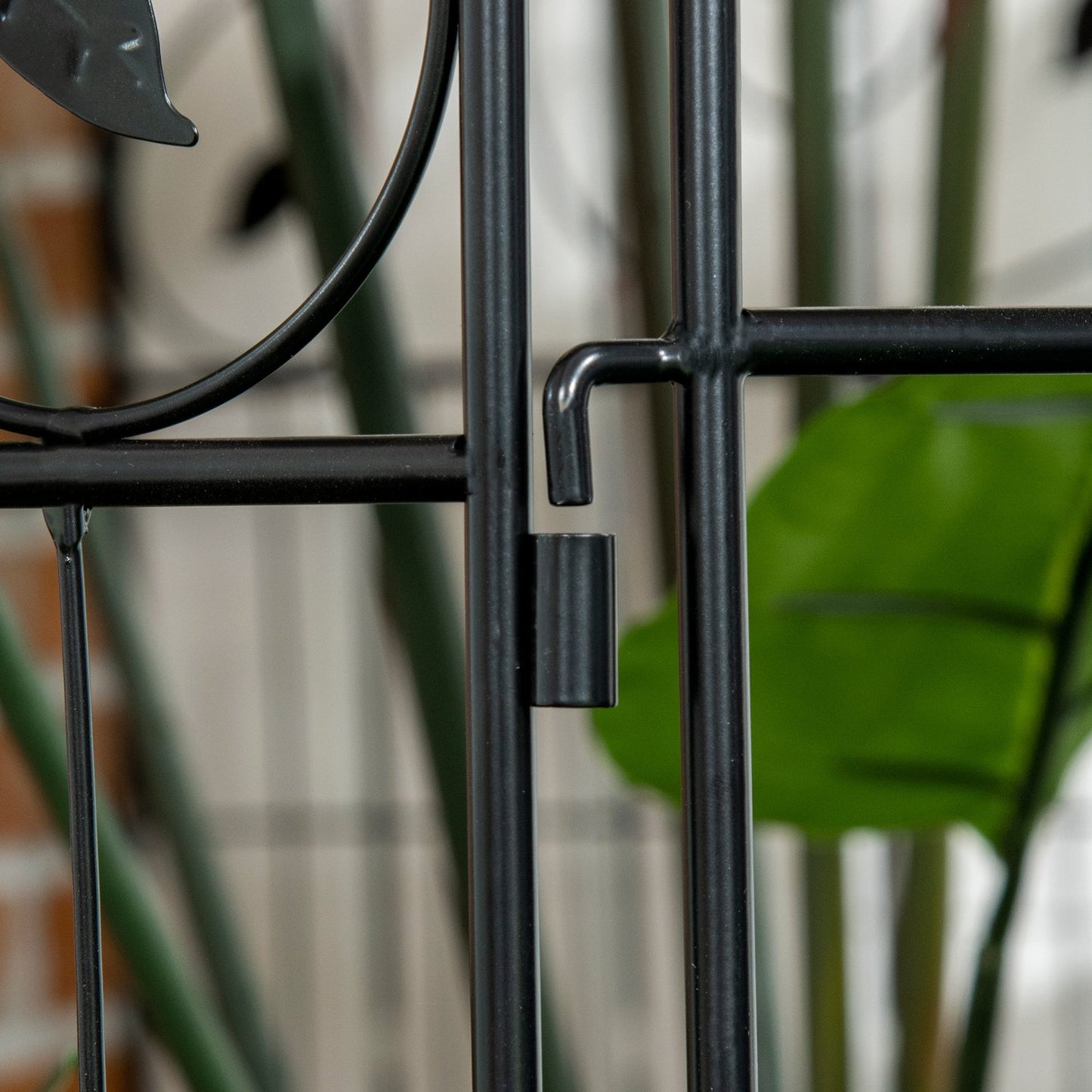 Decorative garden fence in black metal, 3.52 x 1.1 m, 4-pack