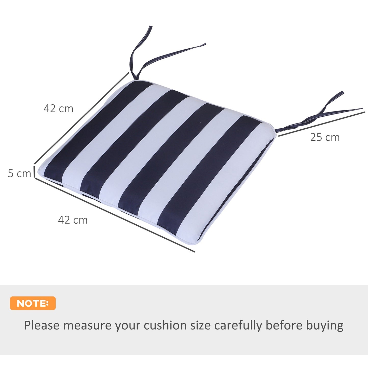 Seat cushion set, polyester-cotton, blue/white, 42x42 cm
