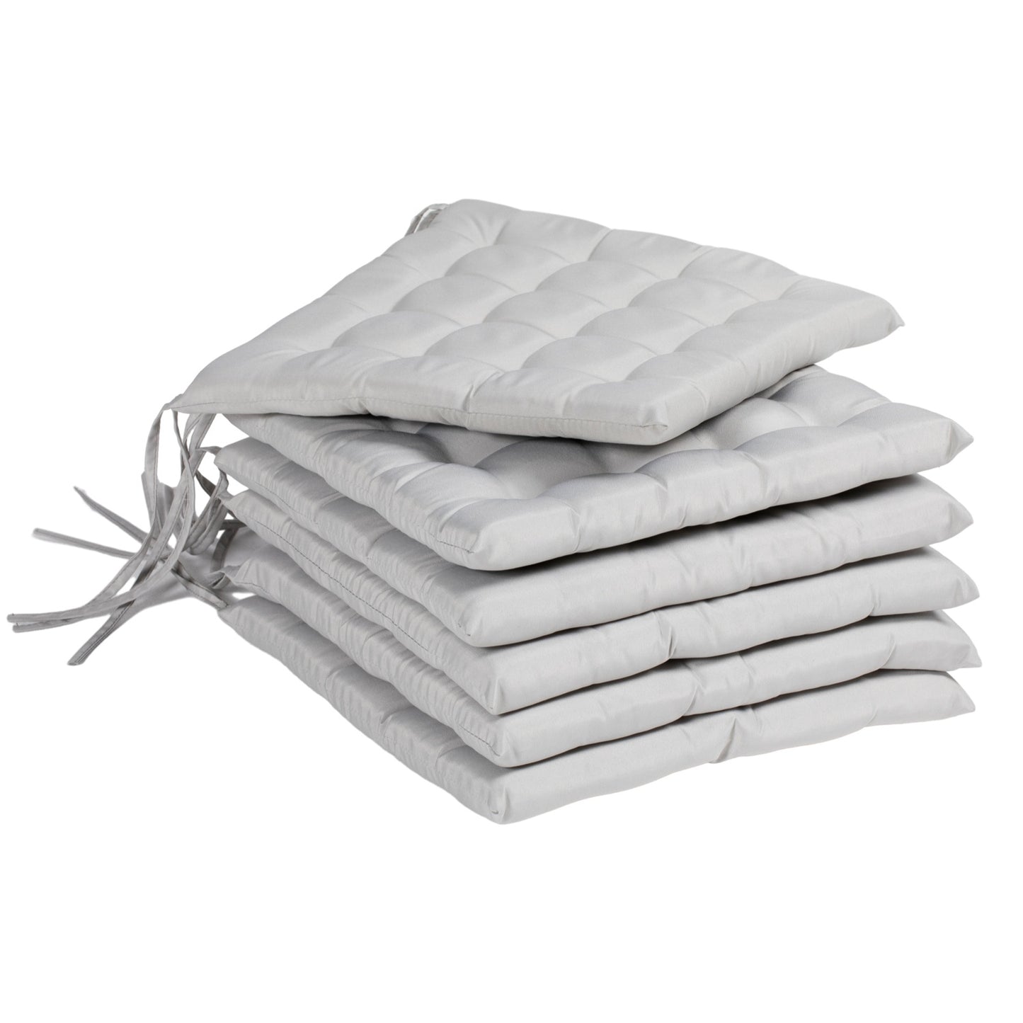 Light gray seat cushions with ties - Set of 6, 40x40 cm