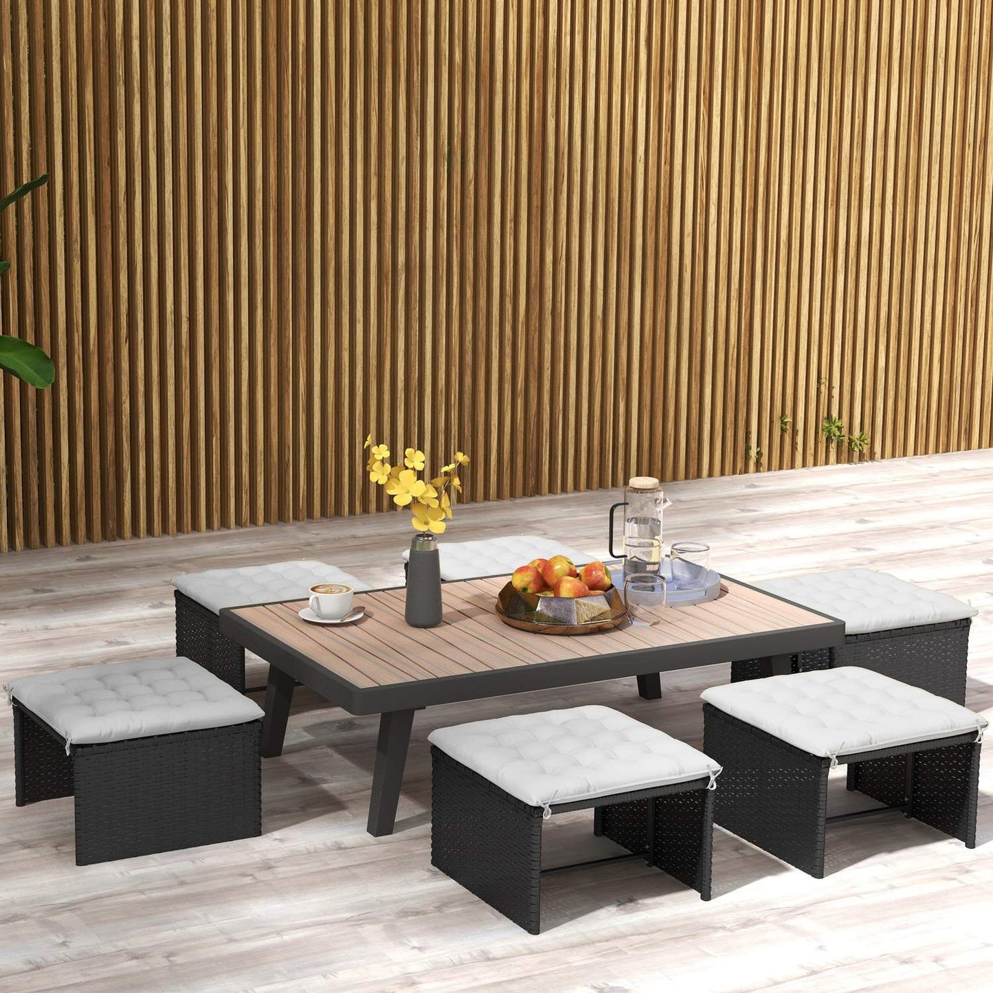 Light gray seat cushions with ties - Set of 6, 40x40 cm