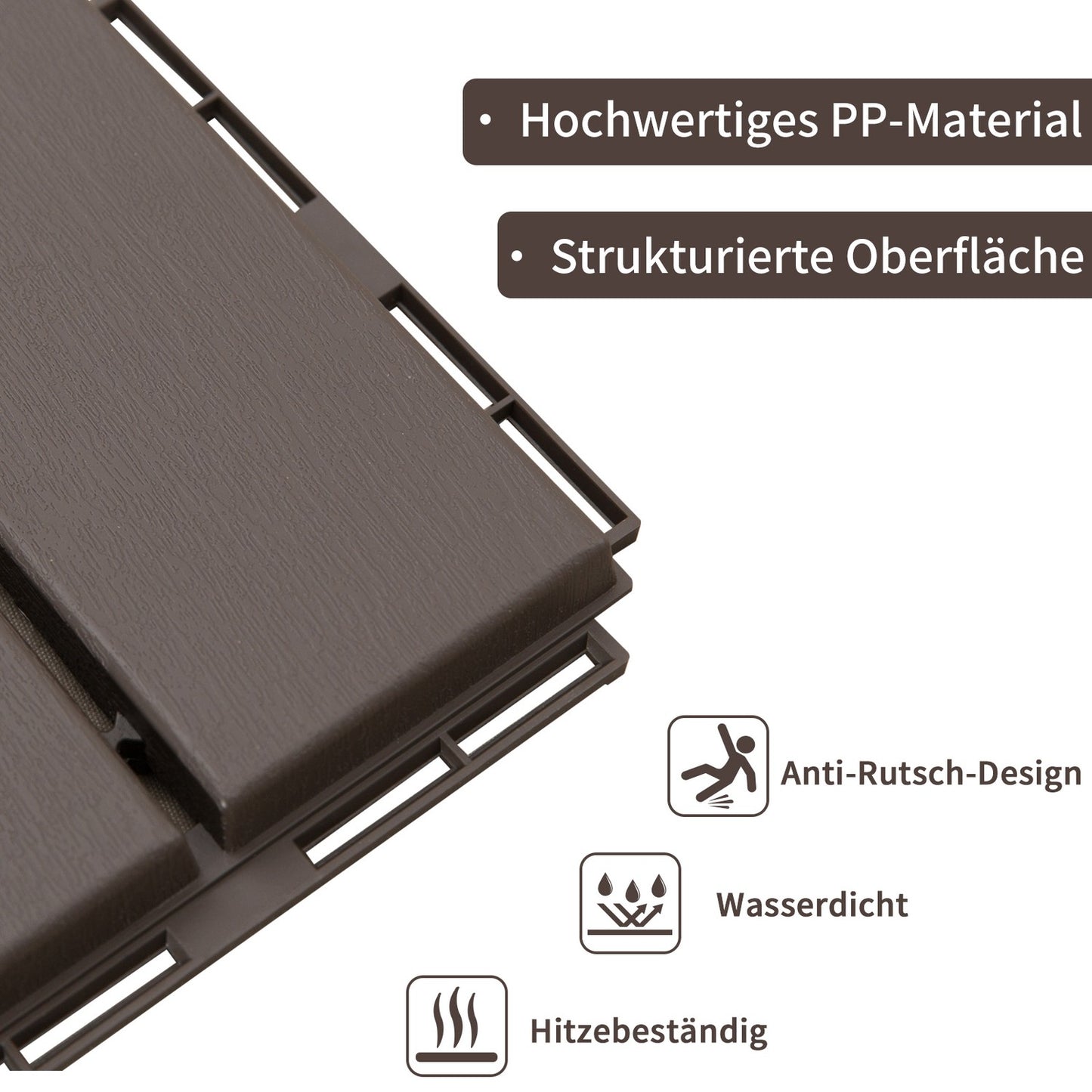 Garden terrace Click Floor tiles, Set of 9, 30x30 cm Brown