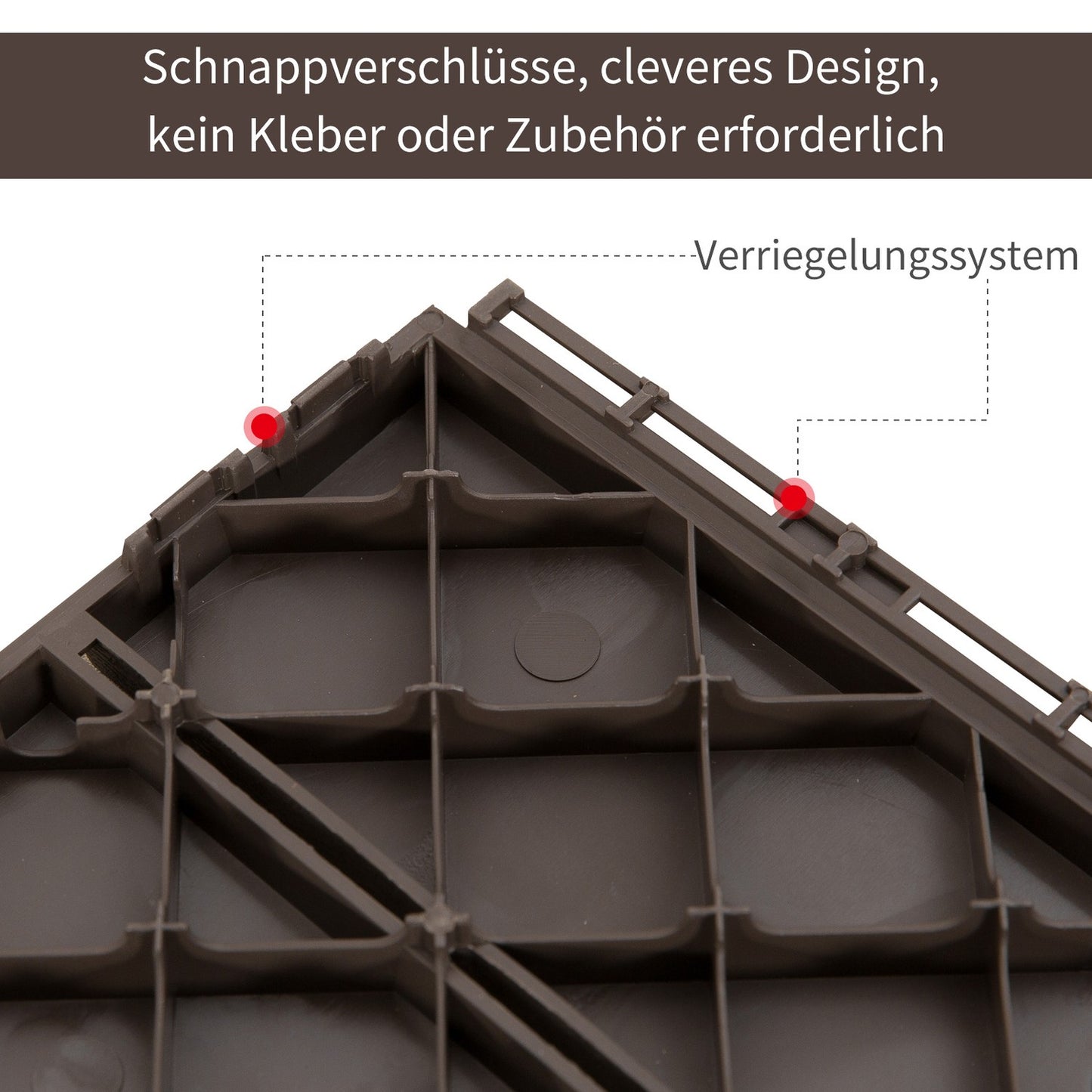 Garden terrace Click Floor tiles, Set of 9, 30x30 cm Brown