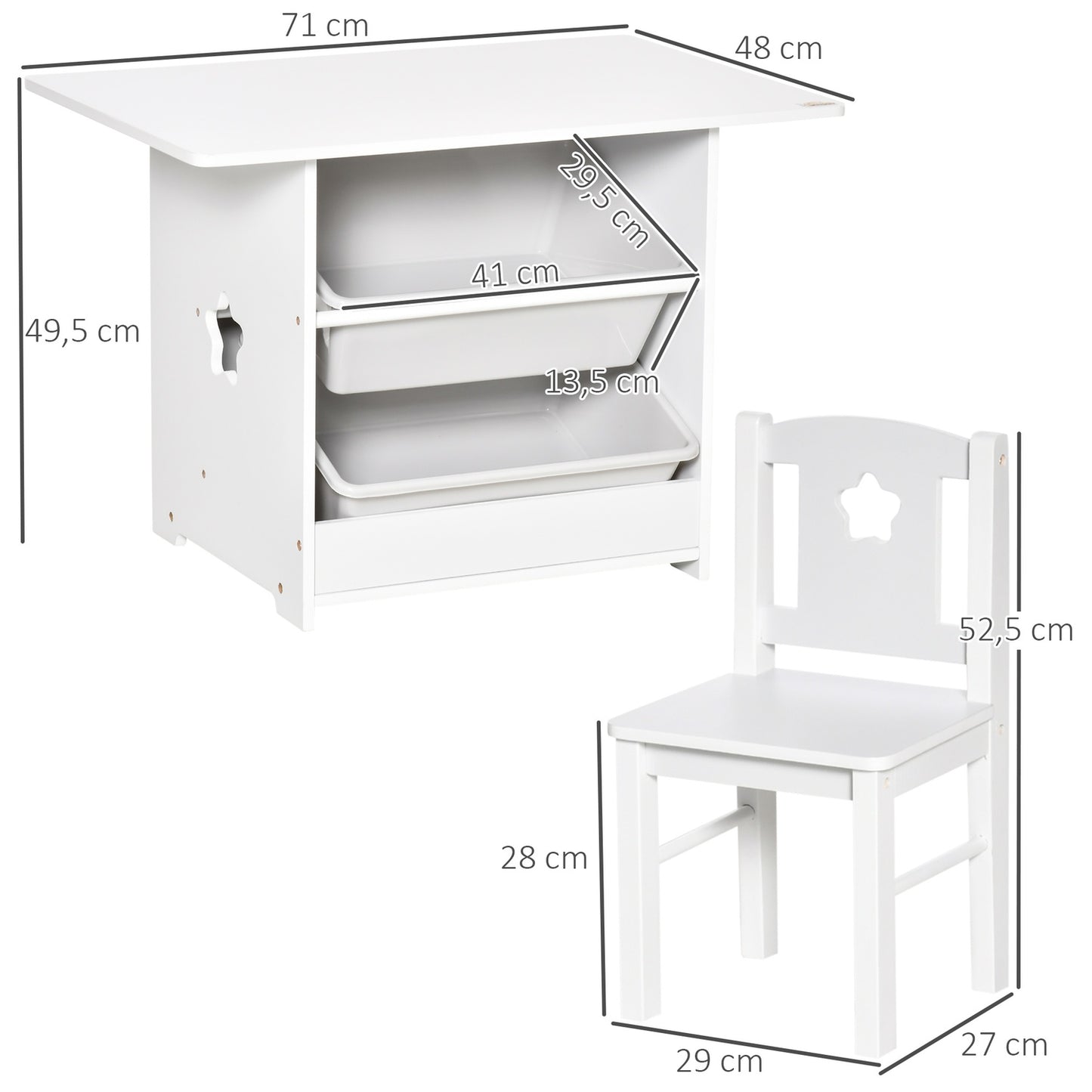 Toddler table & 2 chairs, MDF, white/grey