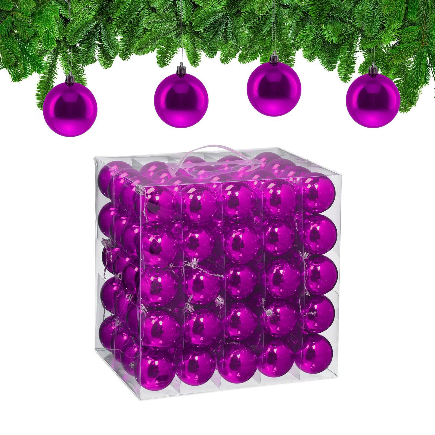 Set of 100 Glossy Christmas Tree Baubles