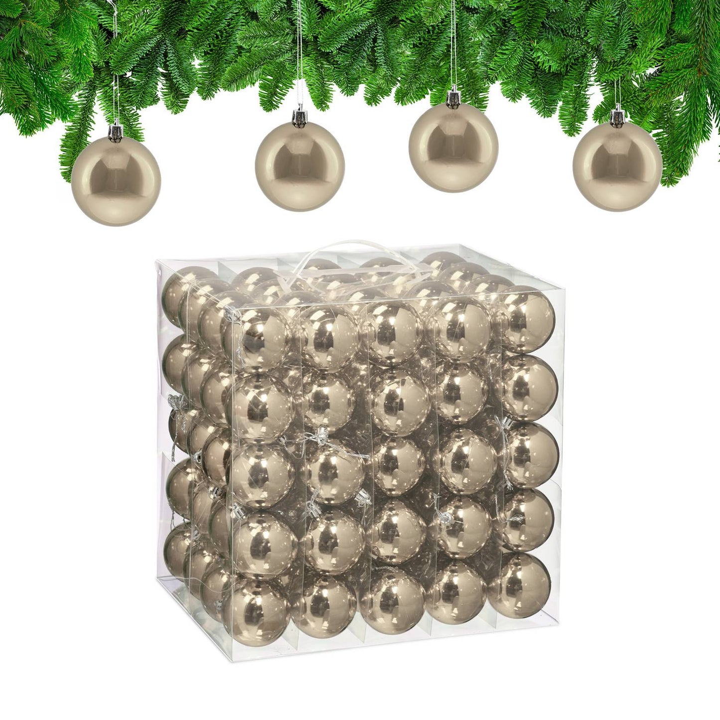 Set of 100 Glossy Christmas Tree Baubles
