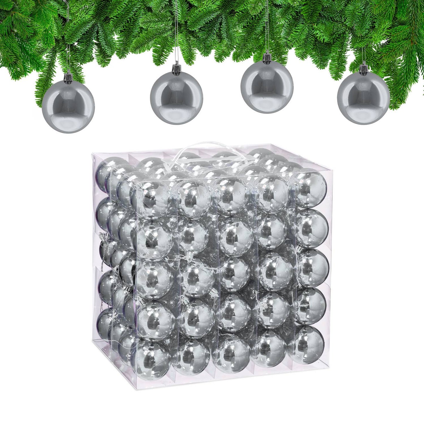 Set of 100 Shiny Christmas Tree Baubles