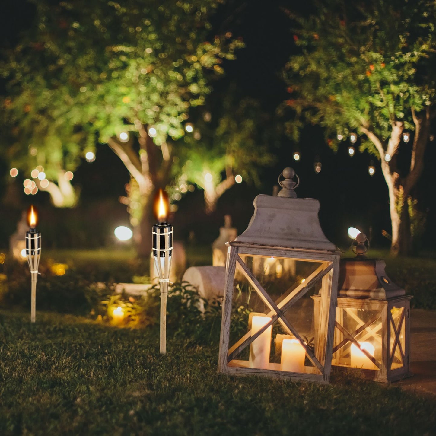Set of 10 Garden Torches 40cm