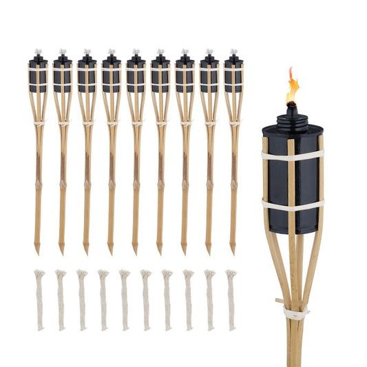 Set of 10 Garden Torches 60cm