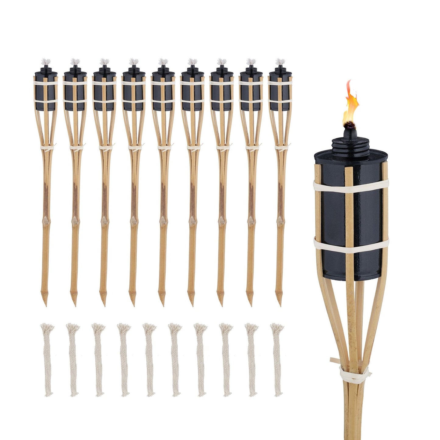 Set of 10 Garden Torches 60cm