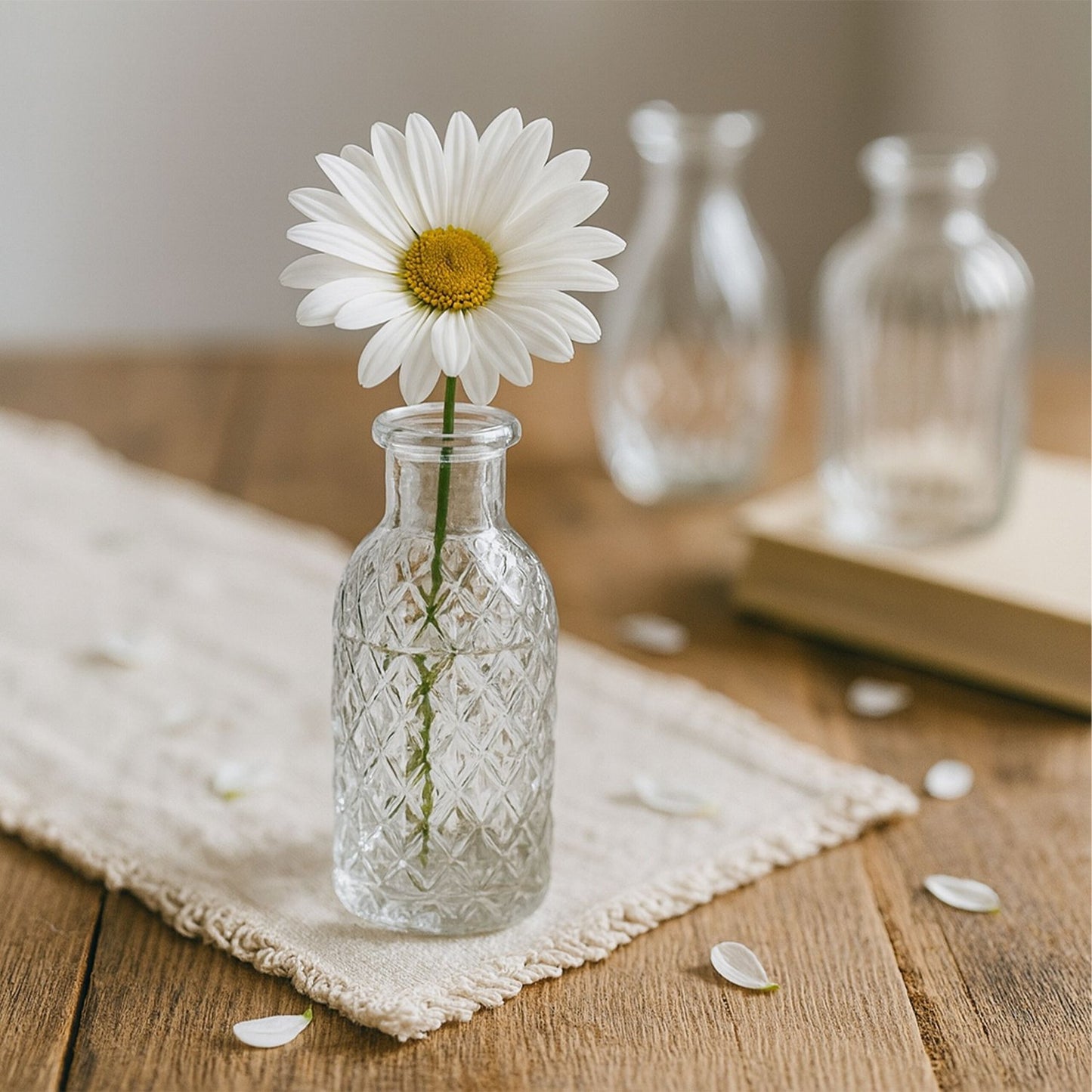 Set of 10 Textured Glass Decorative Vases