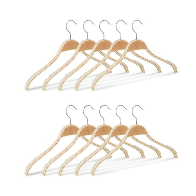 Set of 10 Wooden Clothes Hangers