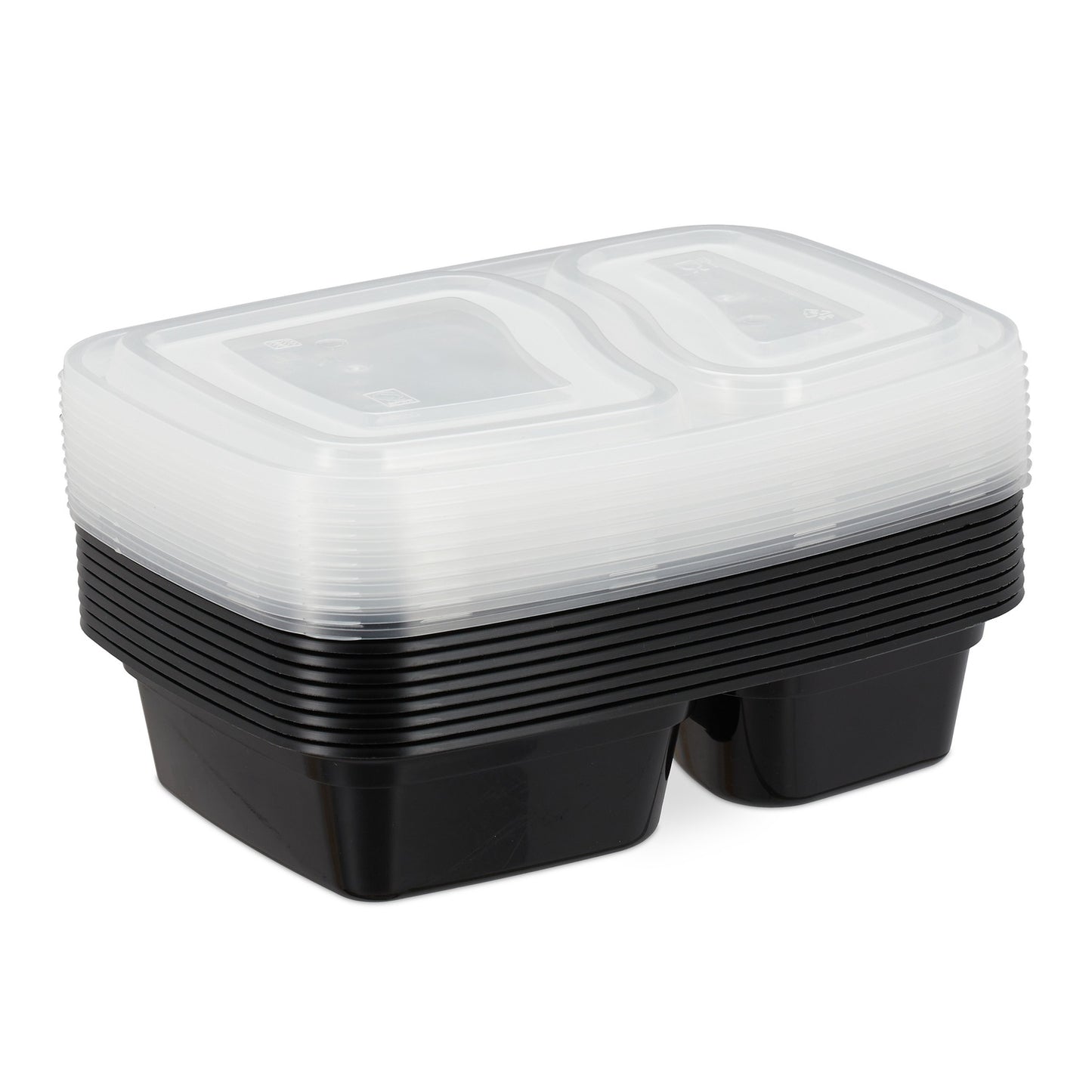 Set of 10 mealprep boxes, 2 compartments