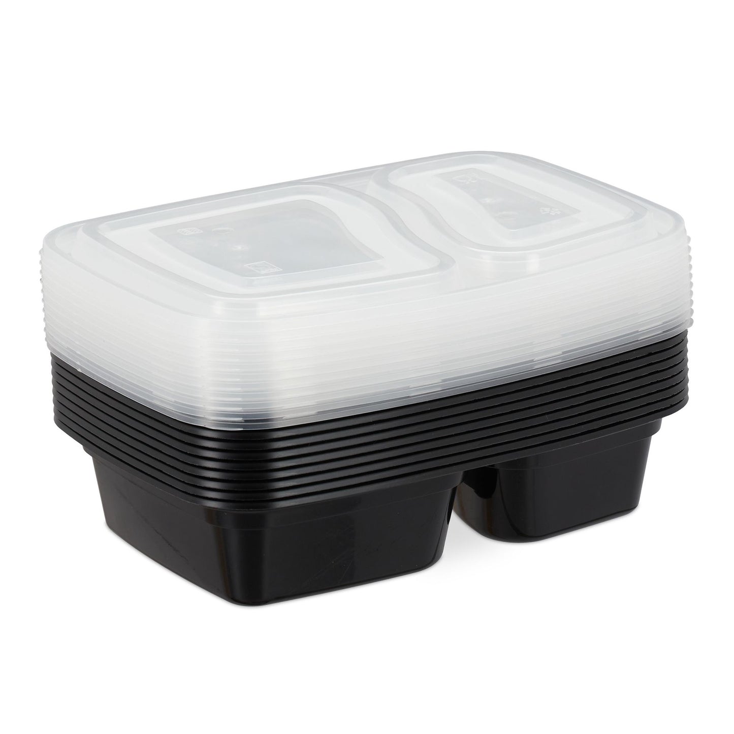 Set of 10 mealprep boxes, 2 compartments
