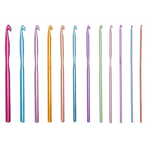 Set of 12 crochet hooks.