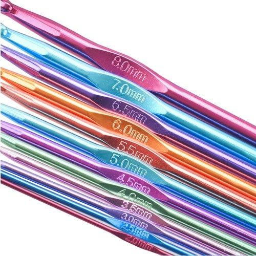 Set of 12 crochet hooks.