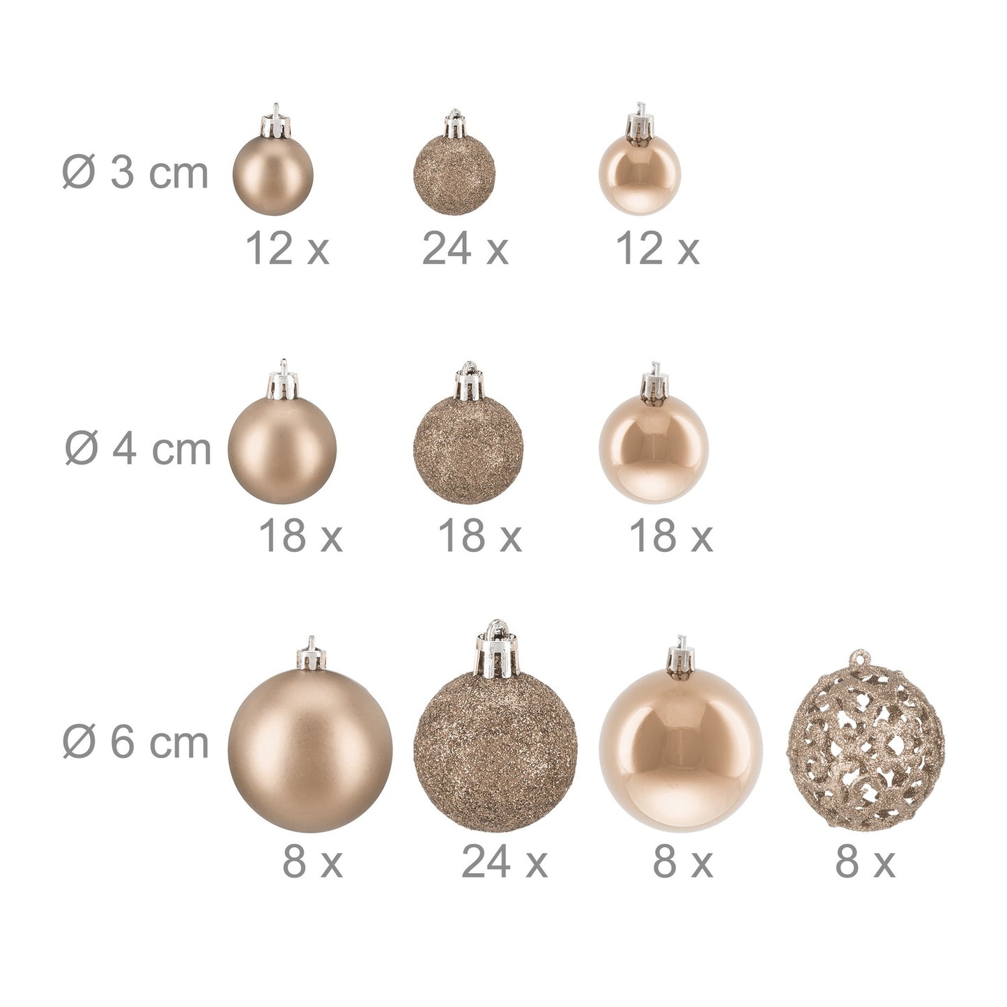 Set of 150 Christmas Baubles – Mixed Finishes