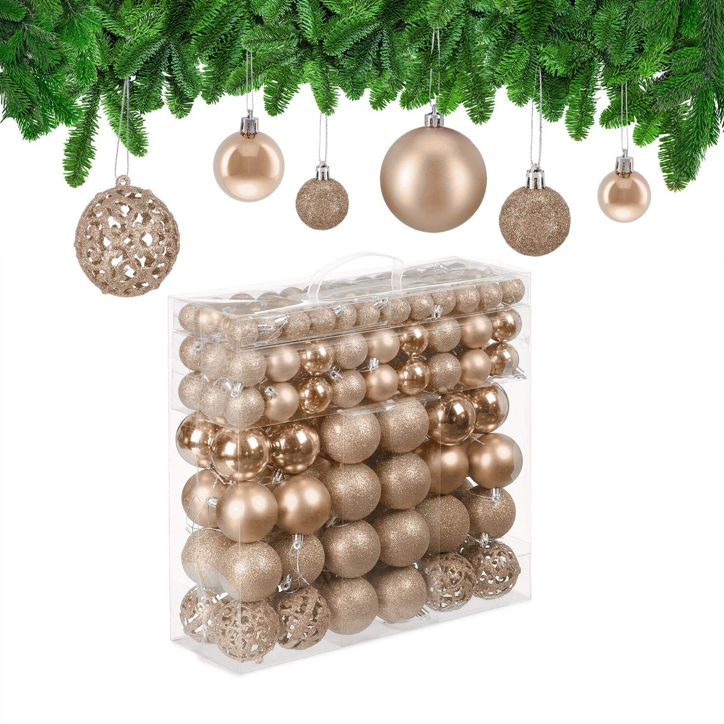 Set of 150 Christmas Baubles – Mixed Finishes