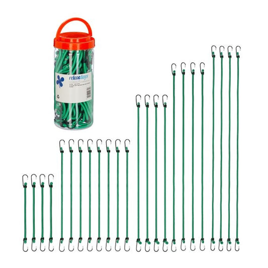 Set of 24 Green Bungee Cords in 5 Sizes