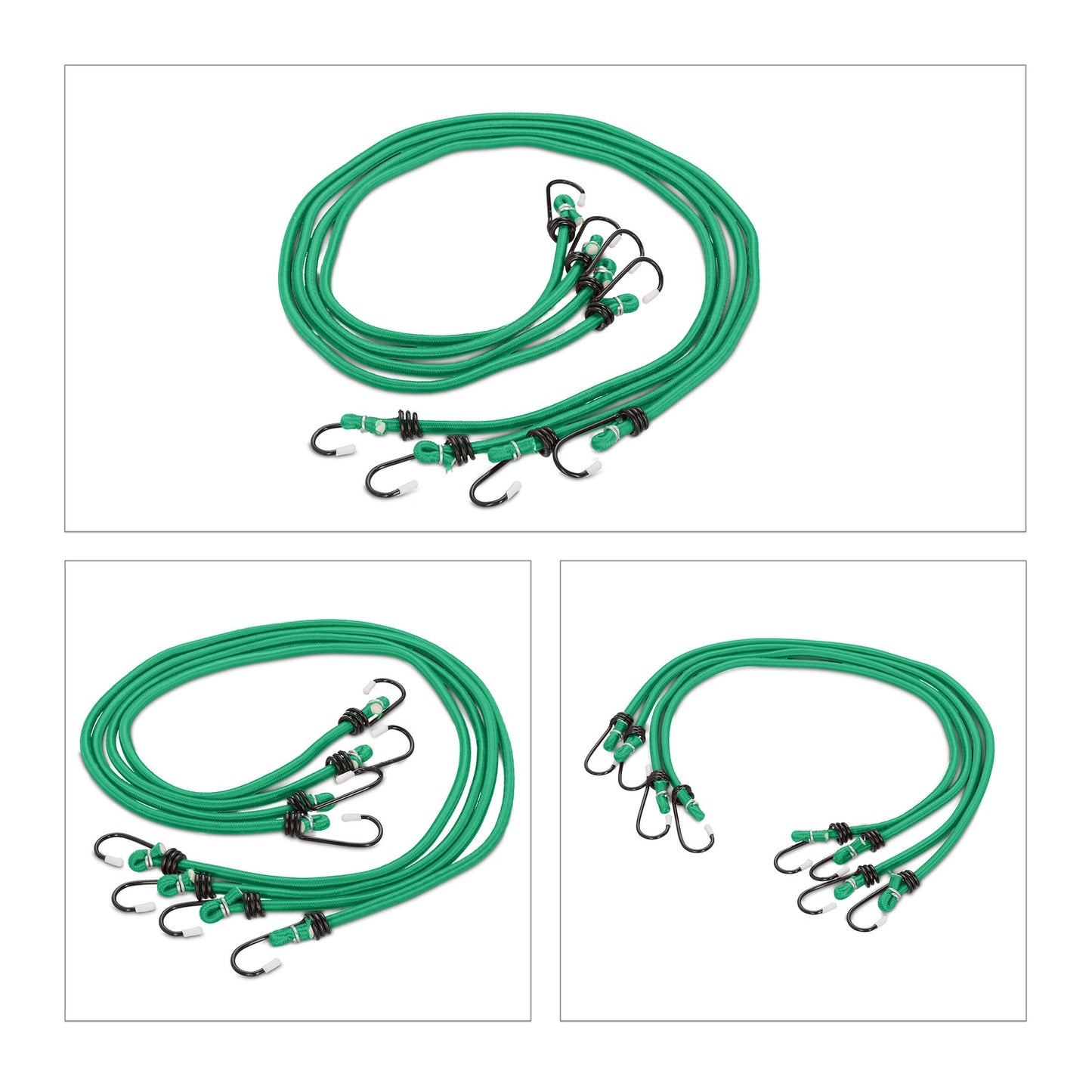 Set of 24 Green Bungee Cords in 5 Sizes
