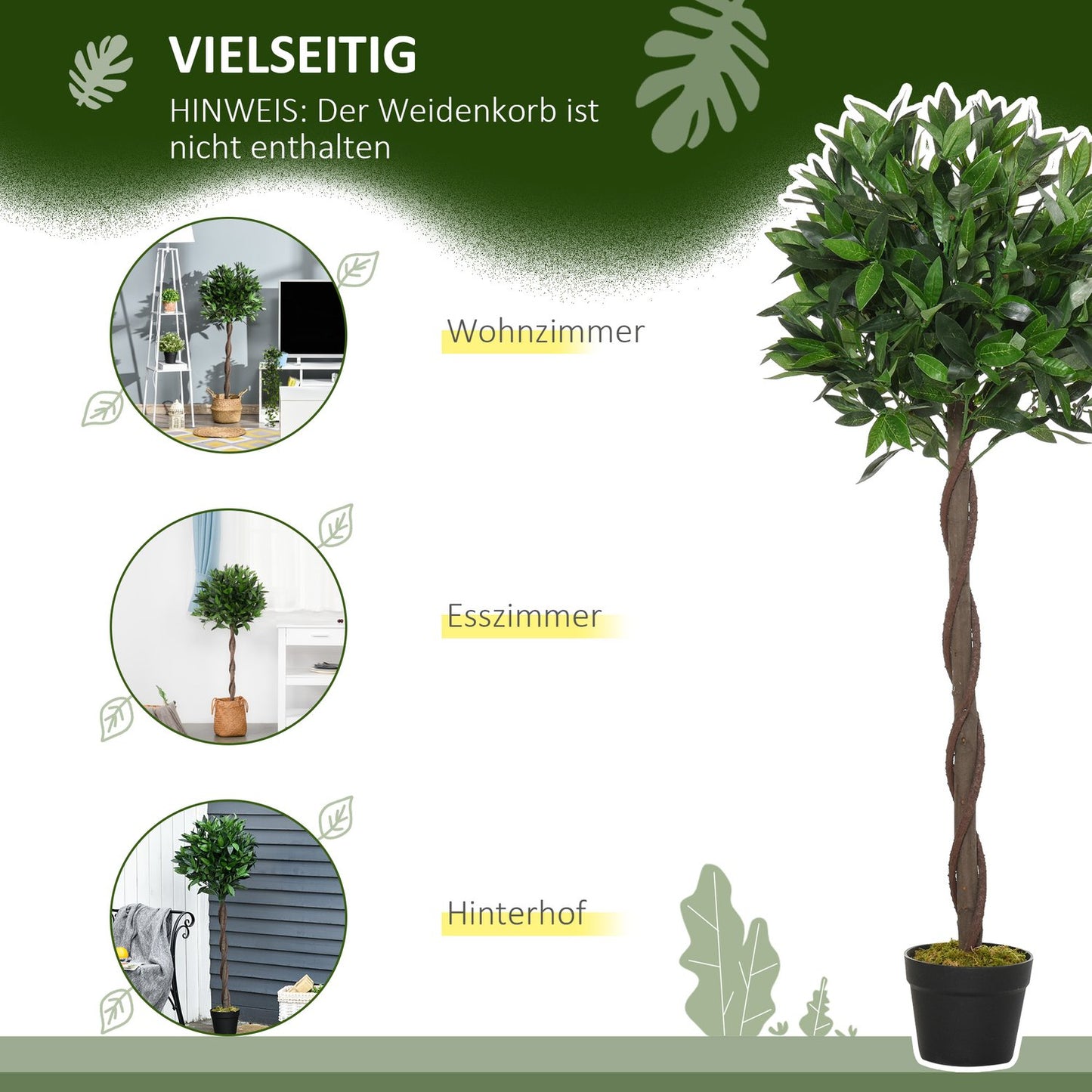 Artificial bays, 120 cm, indoor/outdoor decorative plantings