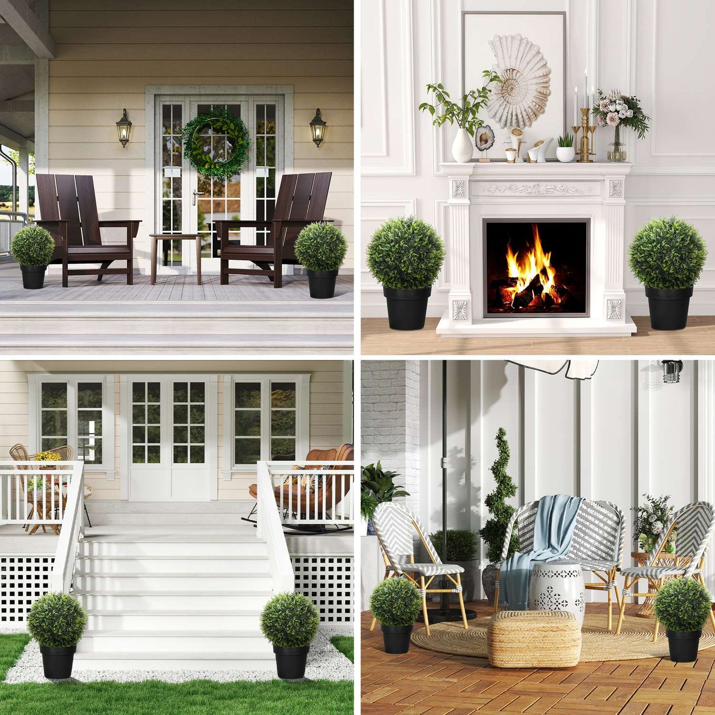 Artificial Cedar Planter Set, 45cm - Indoor/Outdoor Decor