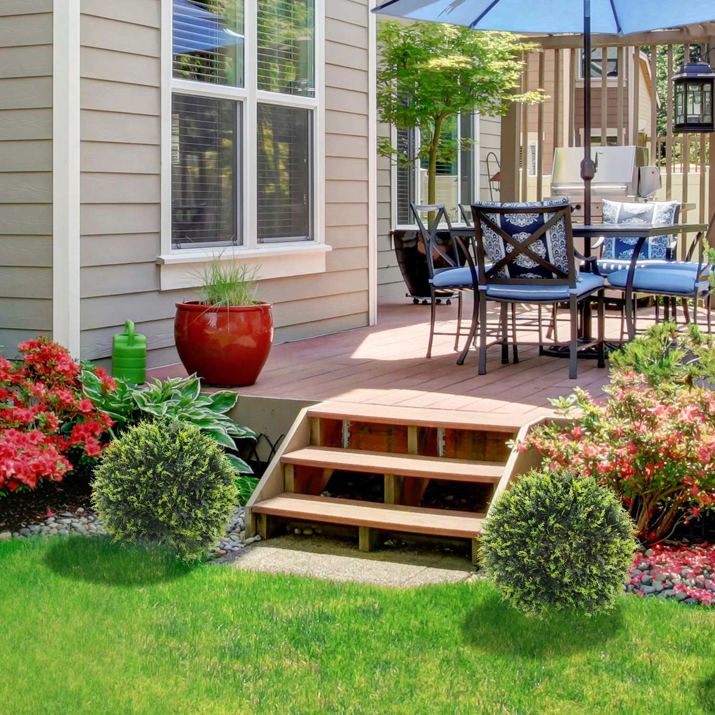 Artificial Cedar Planter Set, 45cm - Indoor/Outdoor Decor