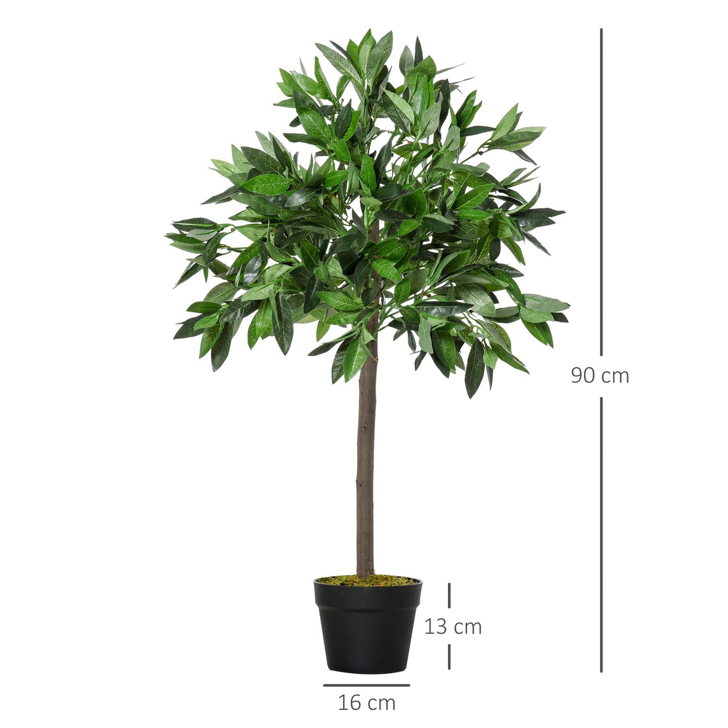 Artificial laurel tree set, 90cm, cement pot indoor/outdoor