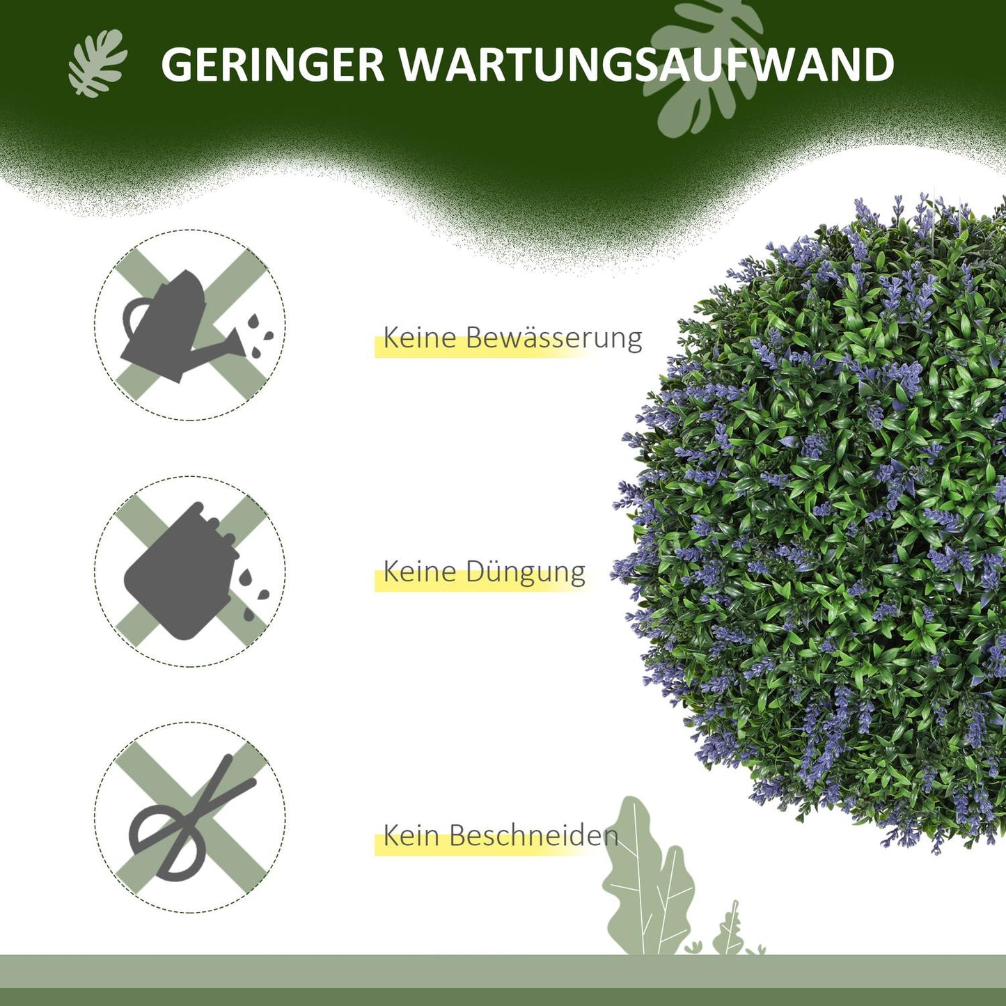 Artificial lavender: 42cm ball shaped plant for home and office