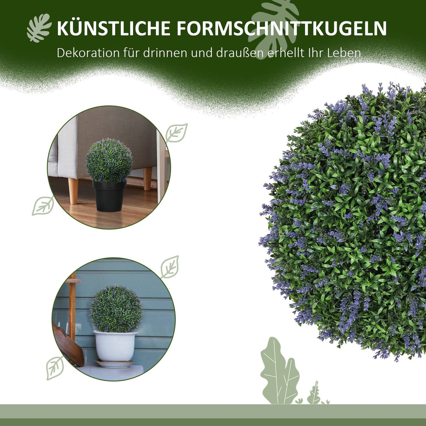 Artificial lavender: 42cm ball shaped plant for home and office