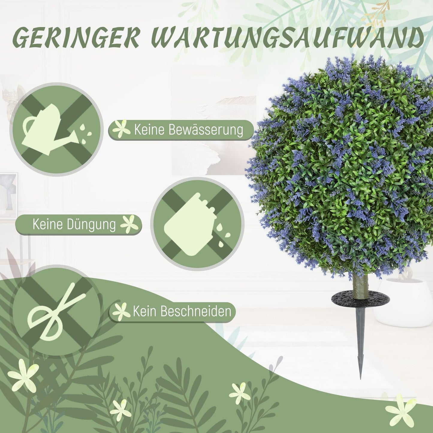 Artificial lavender plants 60 cm with UV protection set