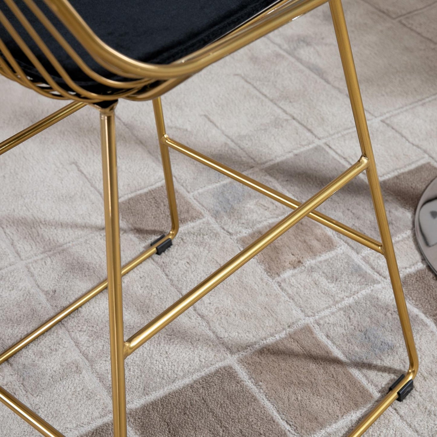 Set of 2 bar stools, gold steel legs, 46x56x95 cm
