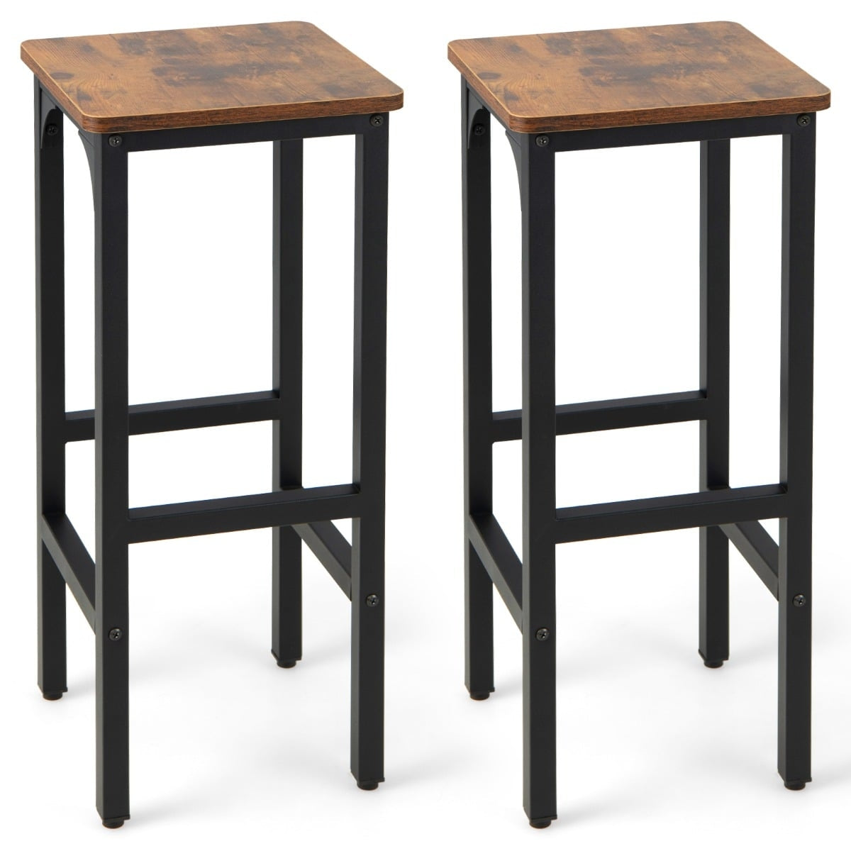 Set of 2 Bar Stools with Footrests, 150kg Capacity