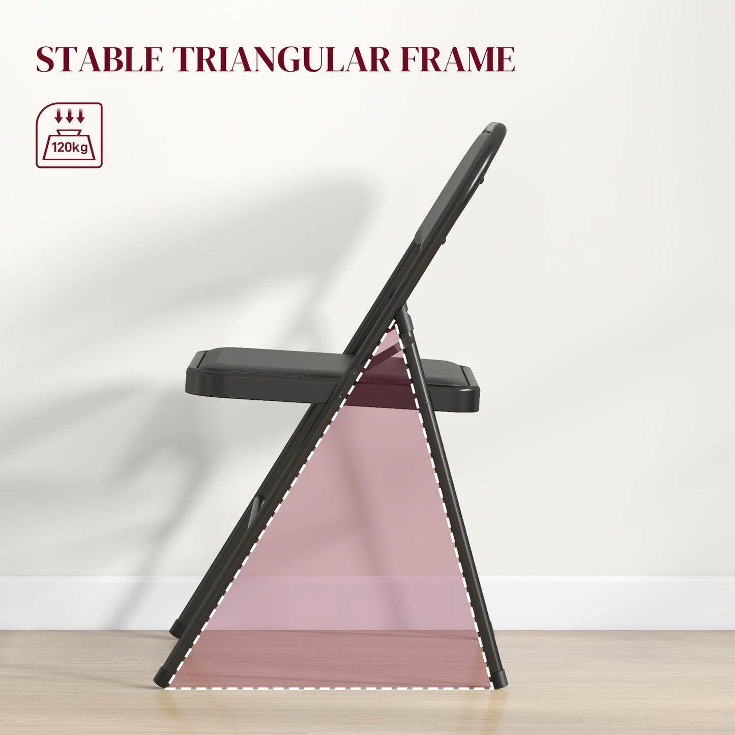 Portable black folding chair set in artificial leather, steel legs