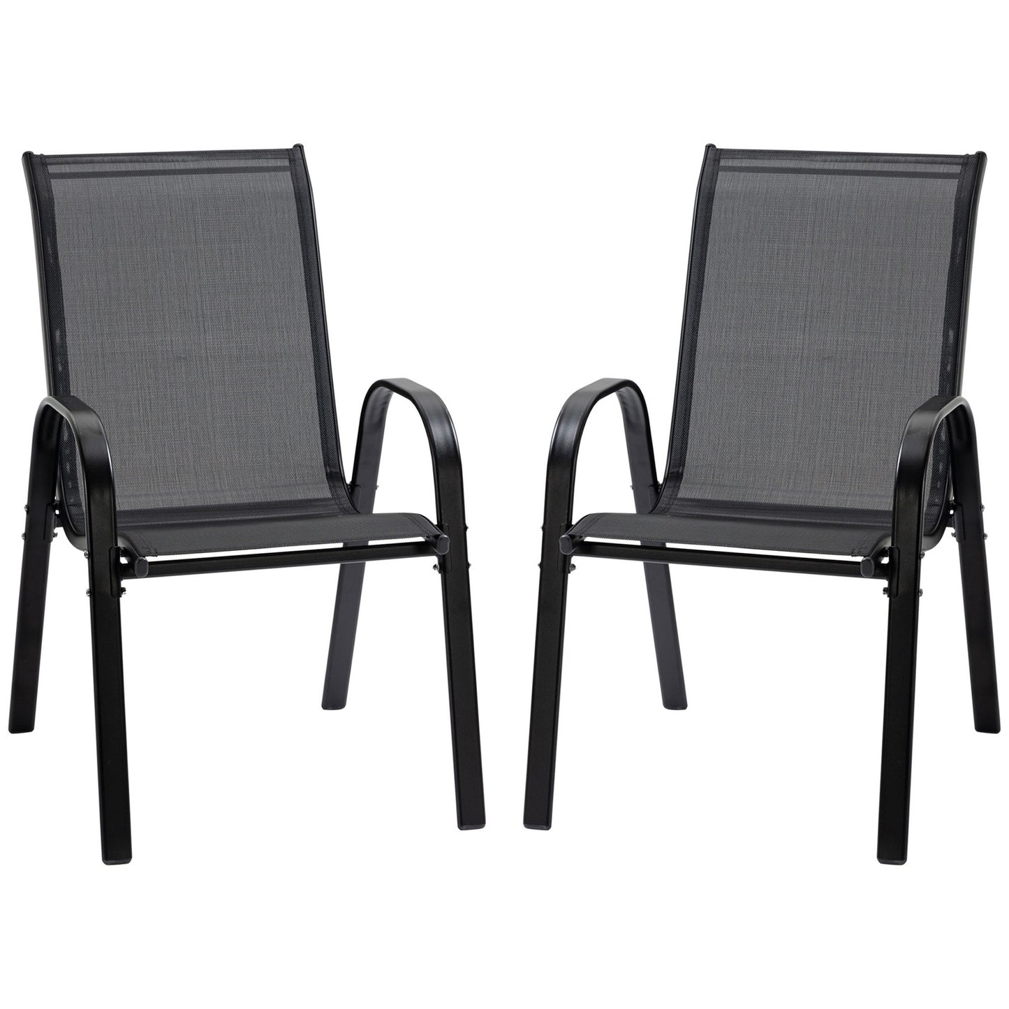 Garden chairs in black mesh - set of 2, with armrests
