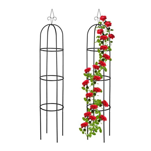 Set of 2 Garden Obelisks 200 cm Black