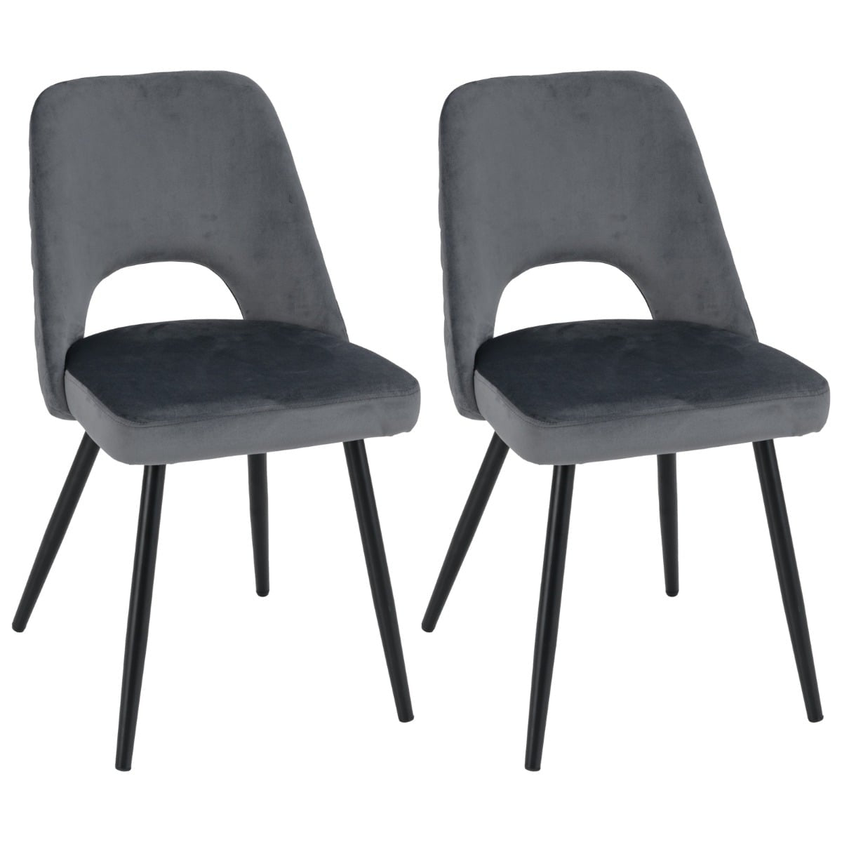 Set of 2 Gray Dining Chairs, Padded, 150kg Capacity