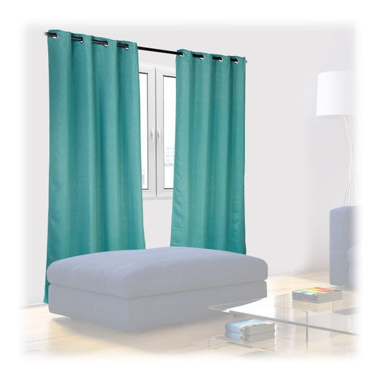 Set of 2 Green Curtains with Pattern