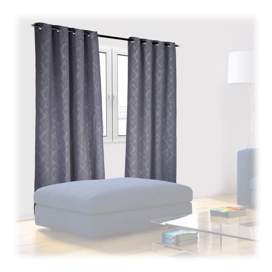 Set of 2 Grey Curtains with Pattern