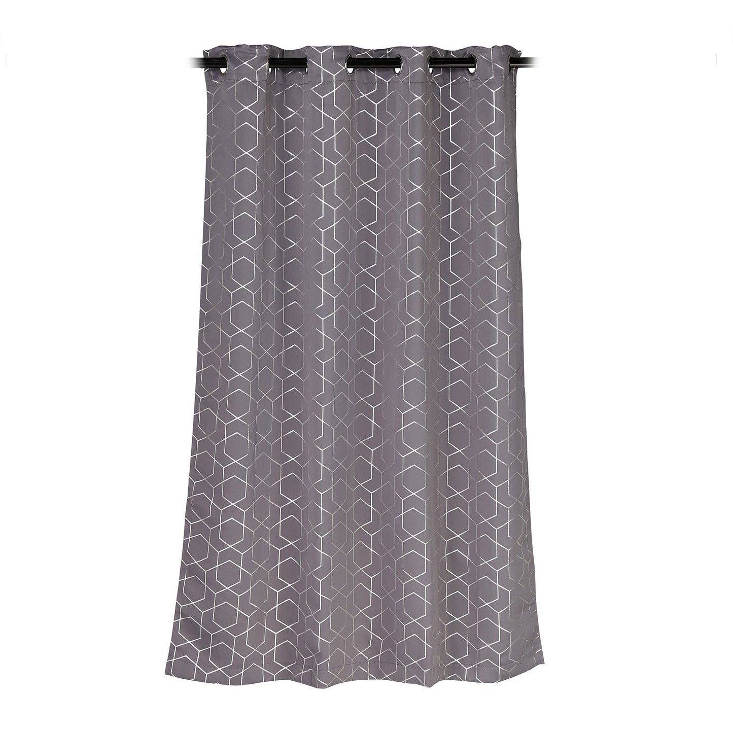 Set of 2 Grey Curtains with Pattern