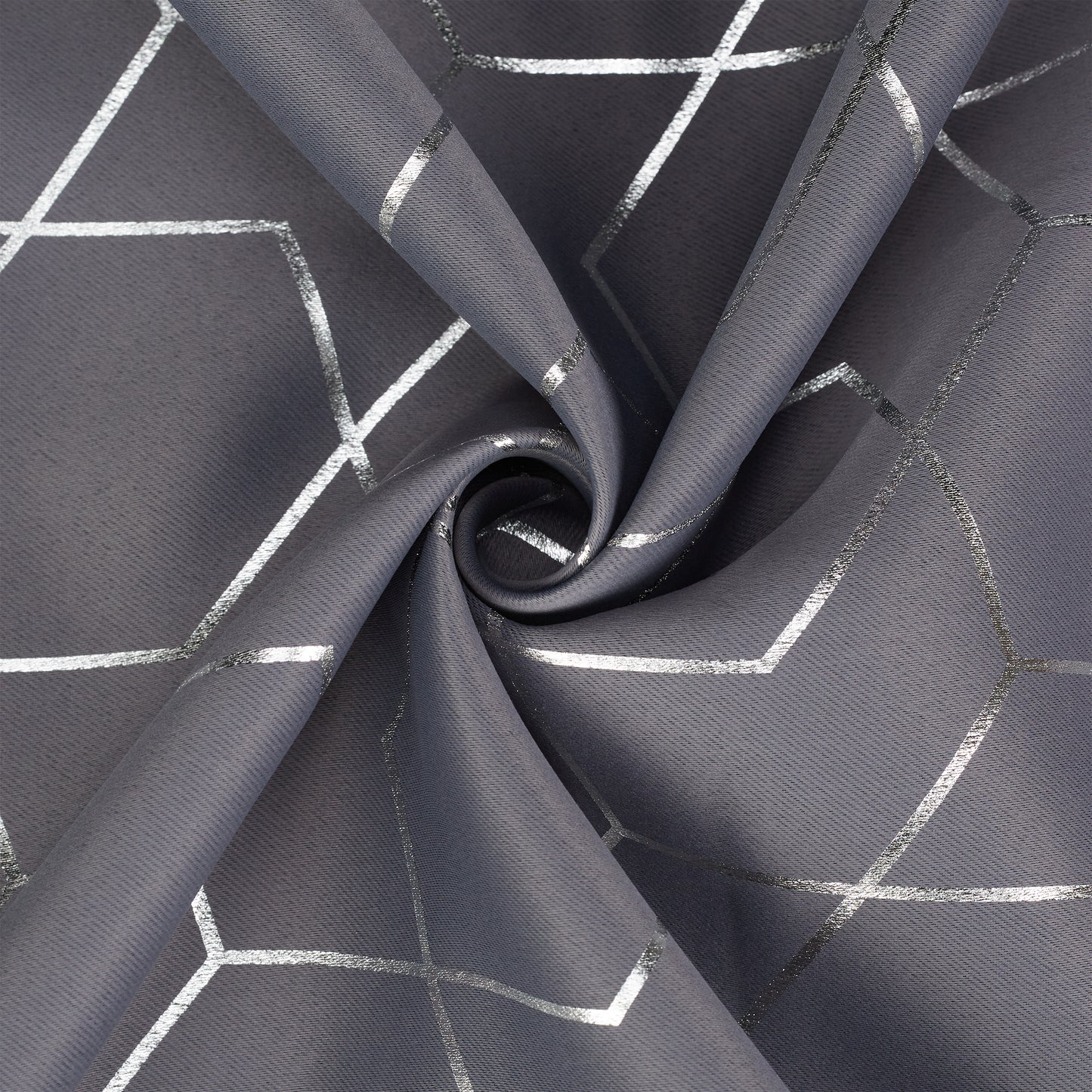 Set of 2 Grey Curtains with Pattern