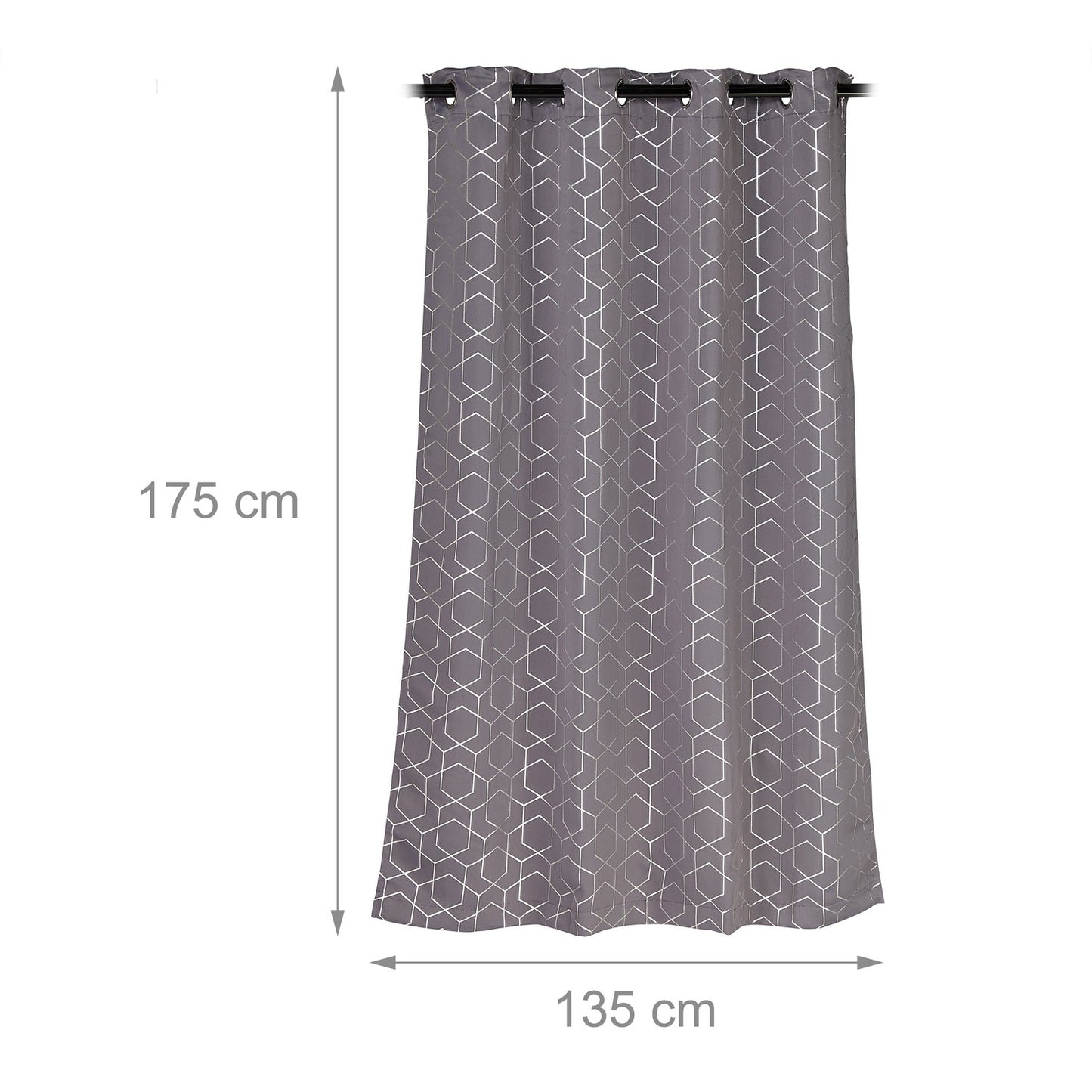 Set of 2 Grey Curtains with Pattern