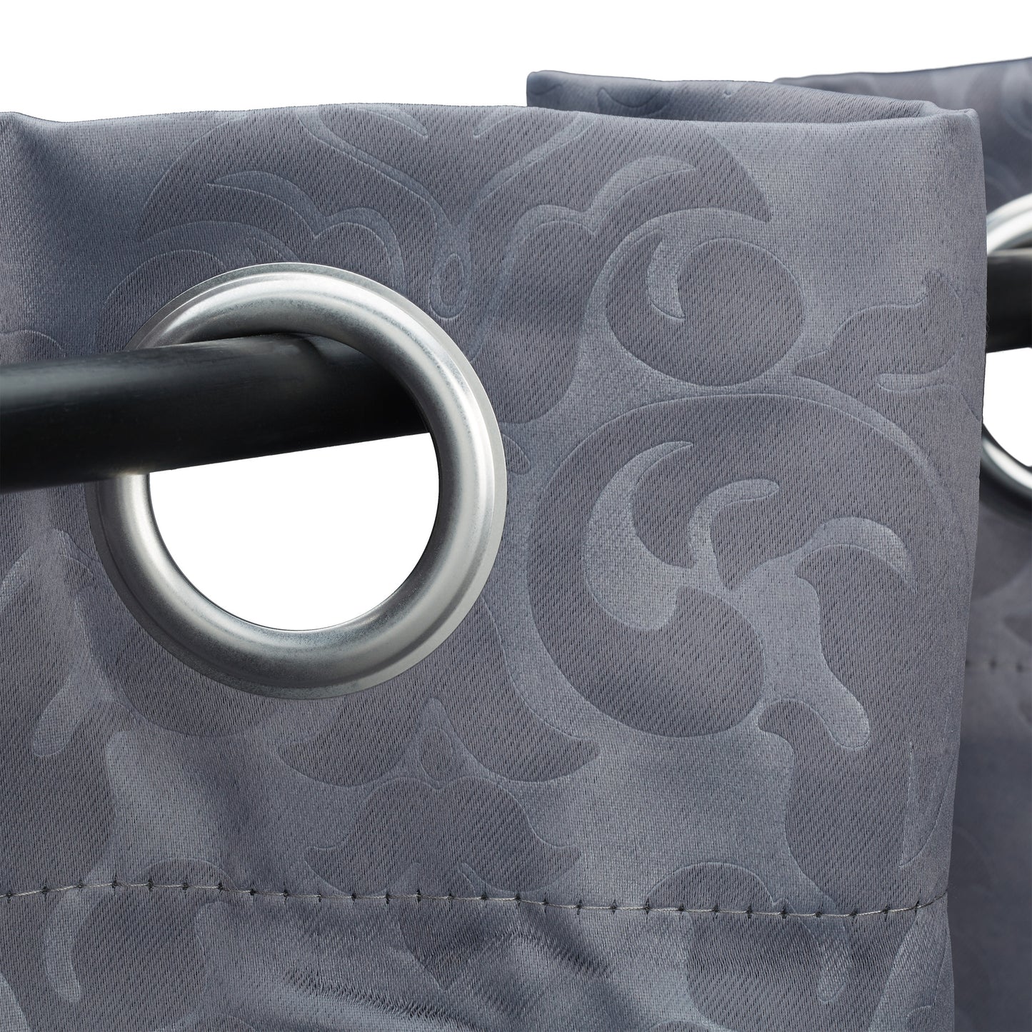 Set of 2 Grey Curtains with Pattern
