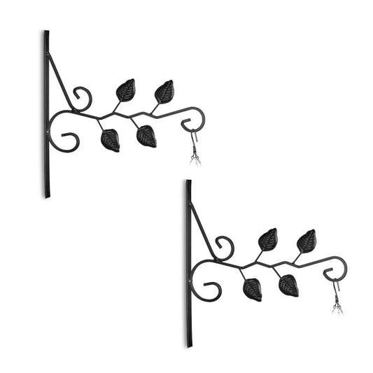Set of 2 Hanging Basket Brackets Leaves